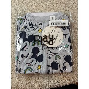 Little Sleepies Mickey Forever Romper Kids 6-12M Gray Bamboo Disneycore Cute